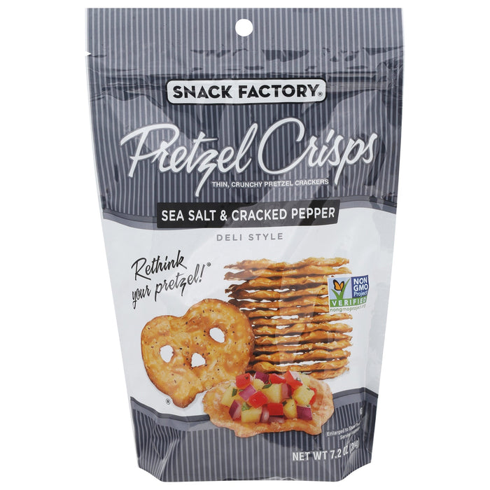 Pretzel Crisps Salt & Pepper Crisps, 7.2 oz Bags (Pack of 12)