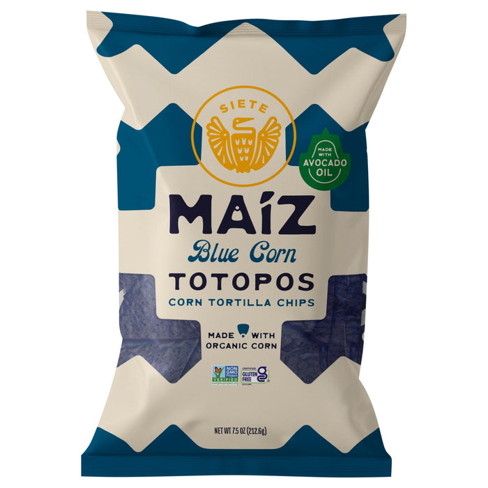 Siete Tortilla Chips: OG3 Corn, Blue Corn, 6 x 7.5 oz - Gluten-Free