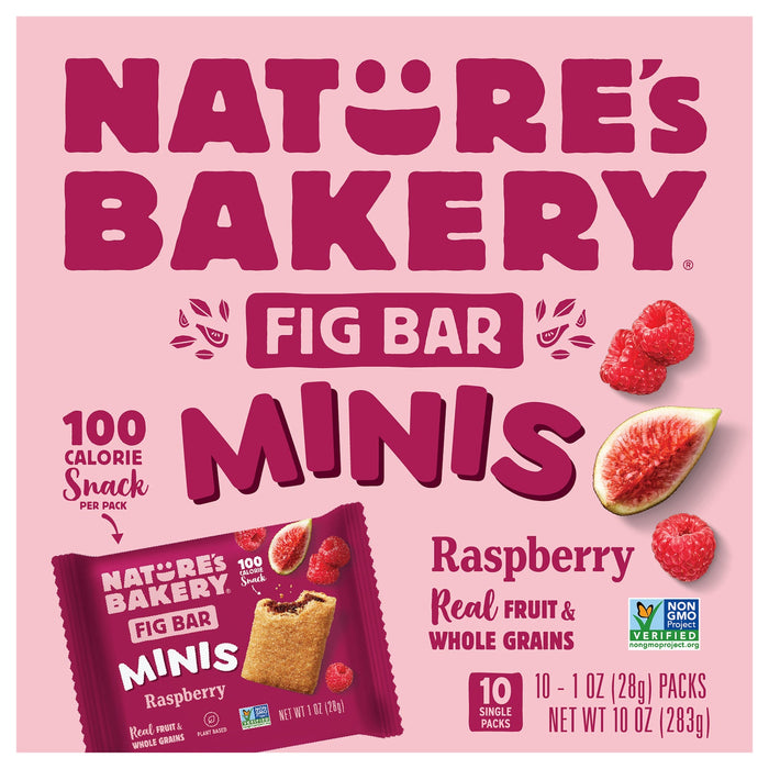 Nature's Bakery Raspberry Fig Bars Mini, 10 oz, 6-Count Case