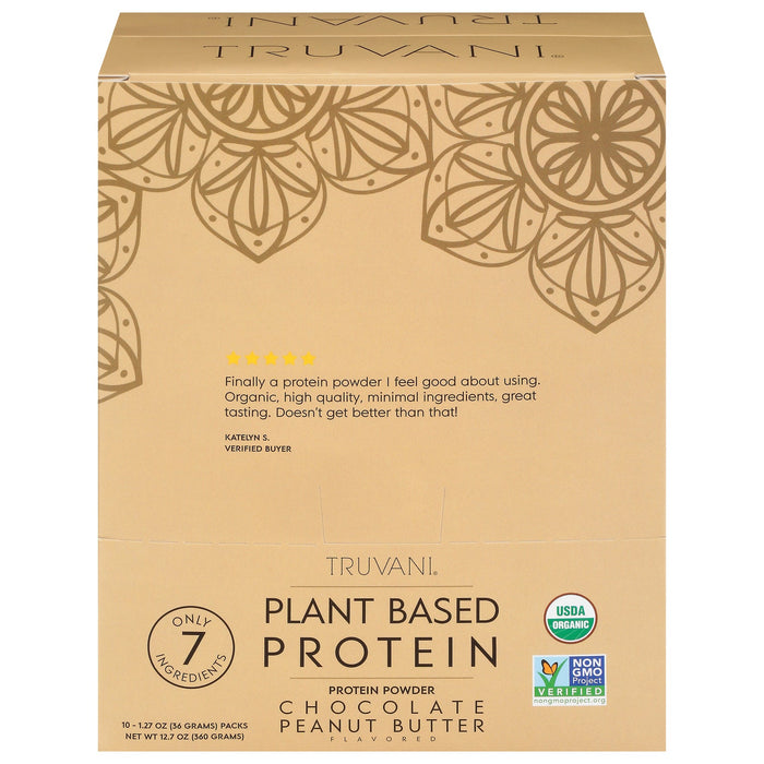 Truvani Organic Plant-Based Protein Powder, Chocolate, Single Packet - 1.27 oz