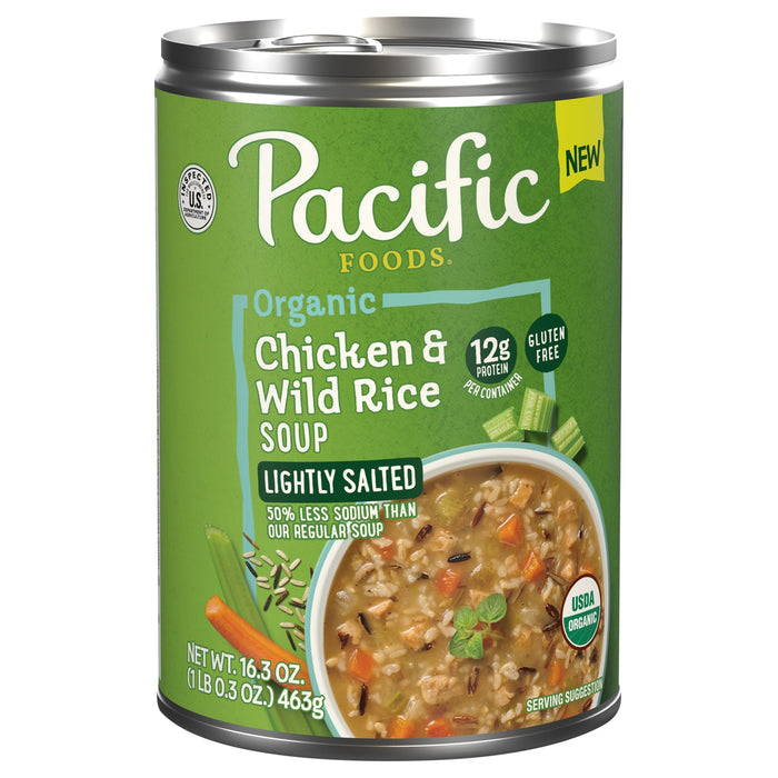 Pacific Foods Organic Chicken & Wild Rice Soup, Low Sodium, 16.3 Fl Oz (Pack of 12)