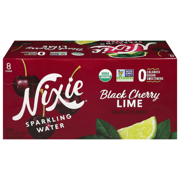 Nixie Sparkling Water Organic Black Cherry Lime - 3 Packs of 8/12 fl oz