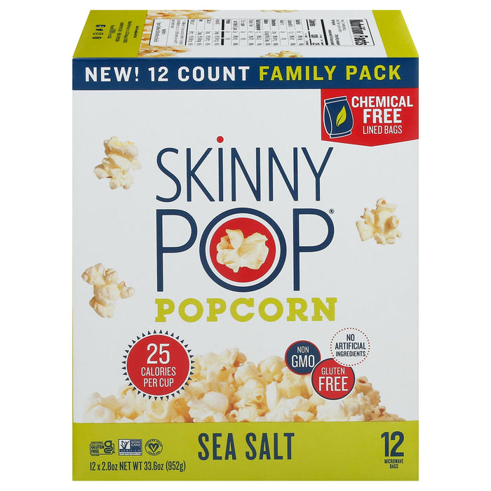 SkinnyPop Popcorn Microwave Salt, 12-Pack, Pack of 3 (12/2.8 oz Bags)