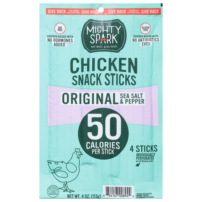 Mighty Spark Chicken Snack Sticks - Salt & Pepper - 8 x 4 oz Packs