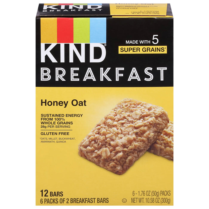Kind Breakfast Bars - Honey Oat - 5 Bars (6 x 1.76 oz Packs)