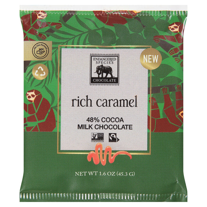 Endangered Species 48% Milk Chocolate Caramel - 1.6 oz Bar (Pack of 12)