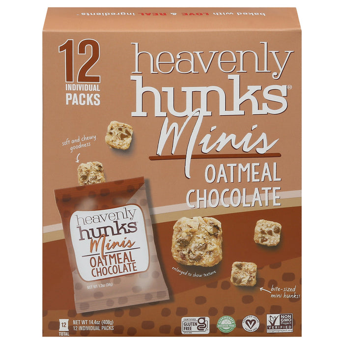Heavenly Hunks Cookie Minis Oatmeal Chocolate Chip 12ct - Pack of 6-14.4 oz