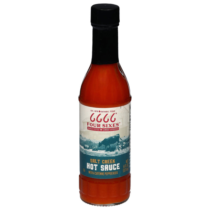 Four Sixes Hot Sauce Salt Creek (Pack of 12 - 6 fl oz) - Spicy Western Flavor