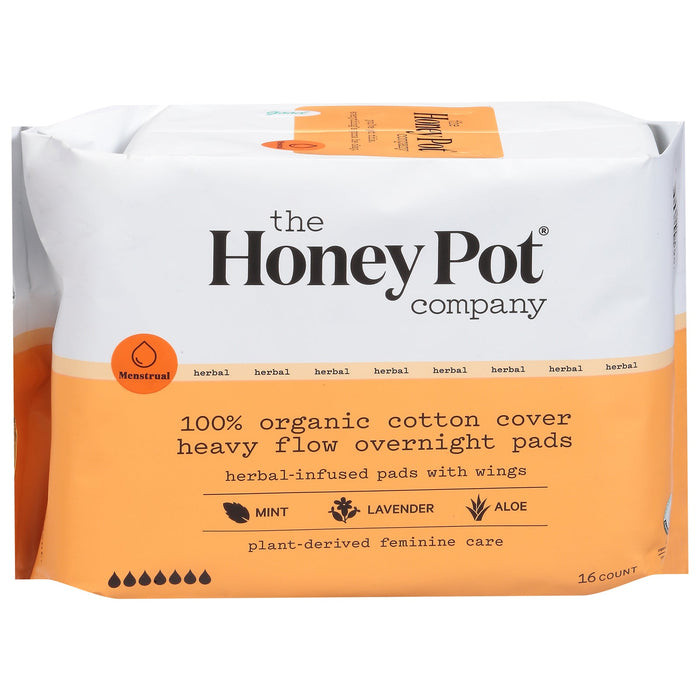 The Honey Pot Night Heavy Flow Organic Cotton Pads - 16 Count
