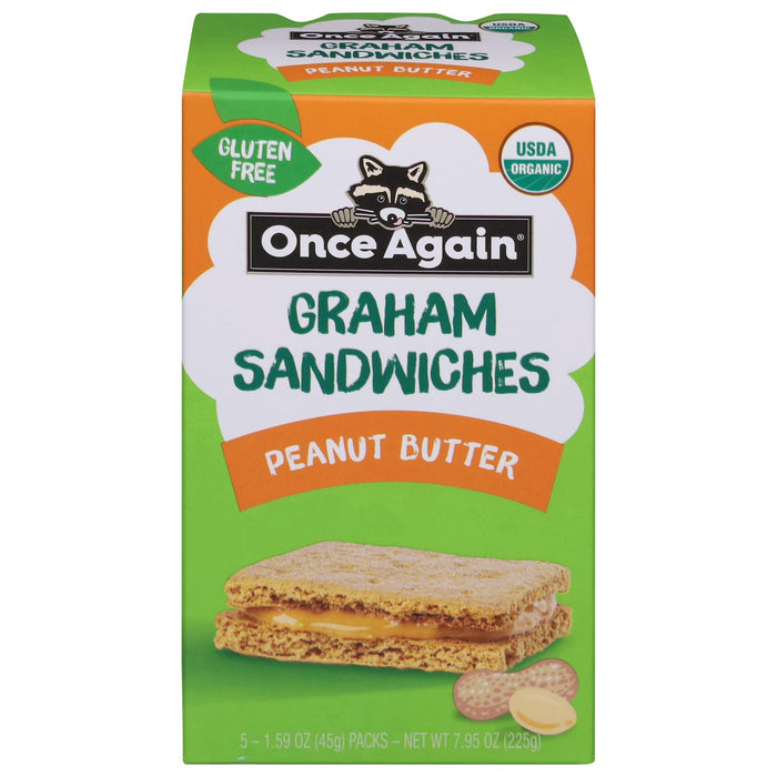 Once Again Crack Organic Gram Peanut Butter Sandwiches, (Pack of 6 - 7.95 Oz)