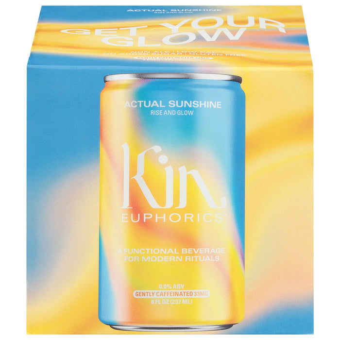 Kin Euphorics Actual Sunshine - Sparkling Adaptogenic Drink - 4 Pack - 8 fl oz