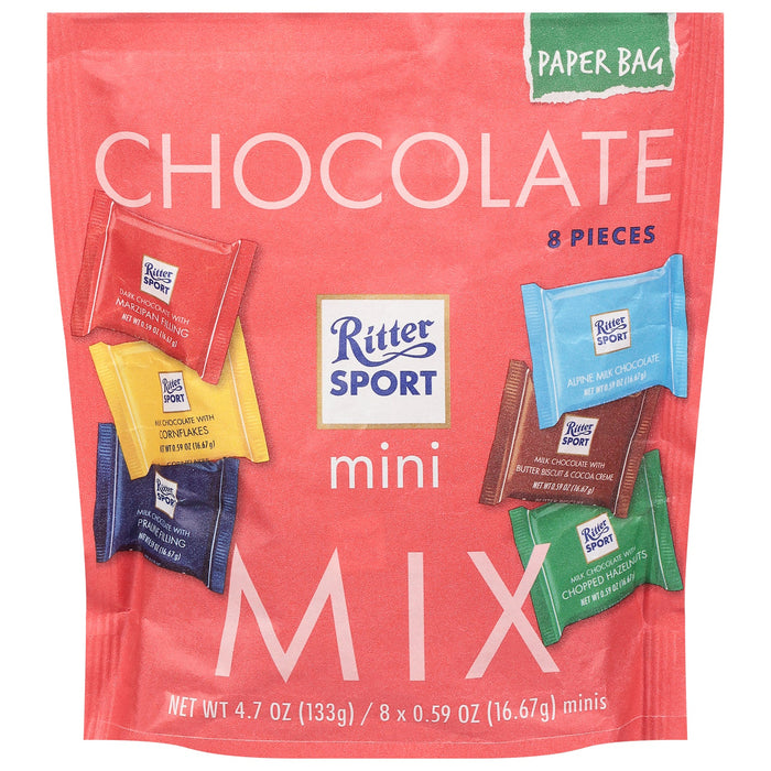 Ritter Sport Choc Mix Mini Bag, 10-Count, 4.7 Oz - Assorted Chocolate Squares