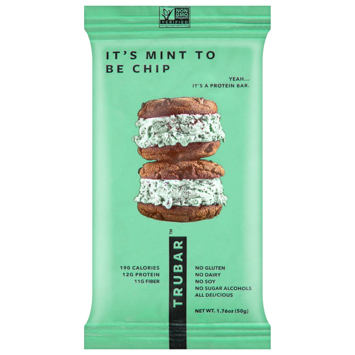 Trubar Bar Mint Chip Protein - Pack of 12 (1.76 Oz Each)