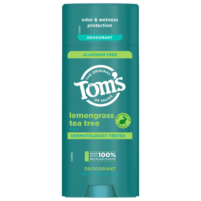 Tom's of Maine Lemongrass Tea Tree Deodorant Stick, Natural Odor Protection - 3.25 oz
