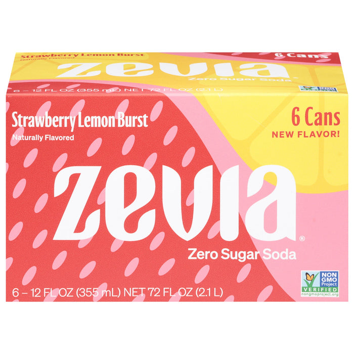 Zevia Strawberry Lemonade Soda, 4 Packs of 6 (12 fl oz )
