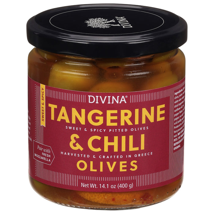 Divina Olives: Tangy Tangerine Chili Flavor - (Pack of 6) 14.1 oz