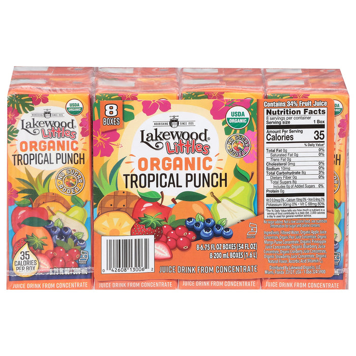 Lakewood Juice Organic Trop Punch Little, 4-Pack of 8/6.75 oz