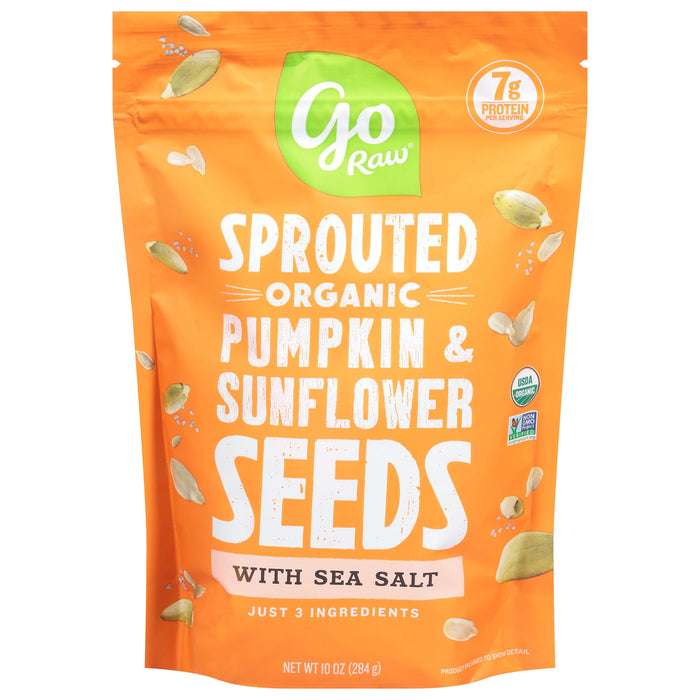 Go Raw Sprouted Pumpkin Seeds & Sunflower Seeds - Sea Salt - 6 x 10 oz Pouches