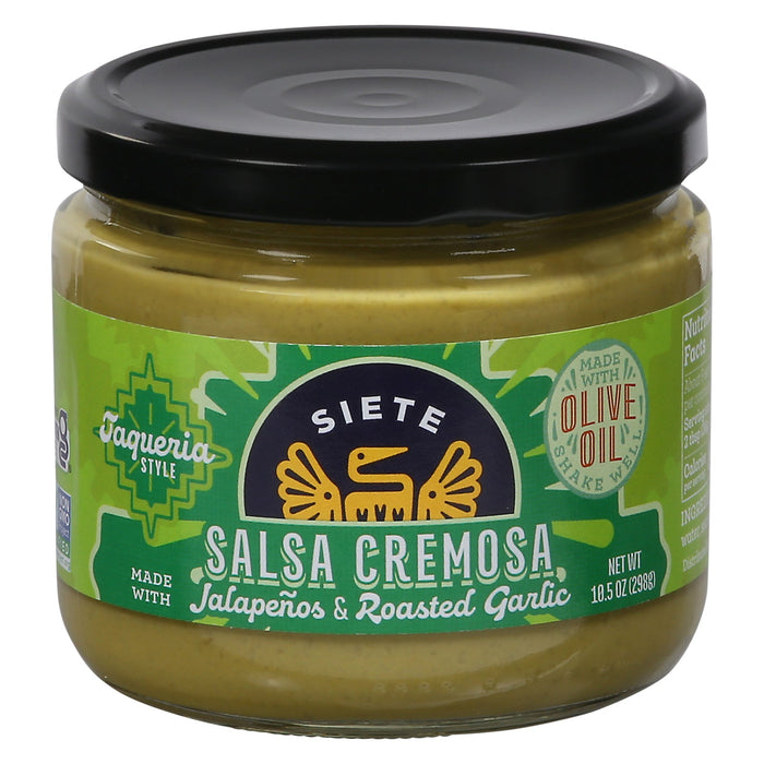 Siete Salsa Cremosa Jalapeño (Pack of 6) - 10.5 oz  - Creamy & Mild Heat