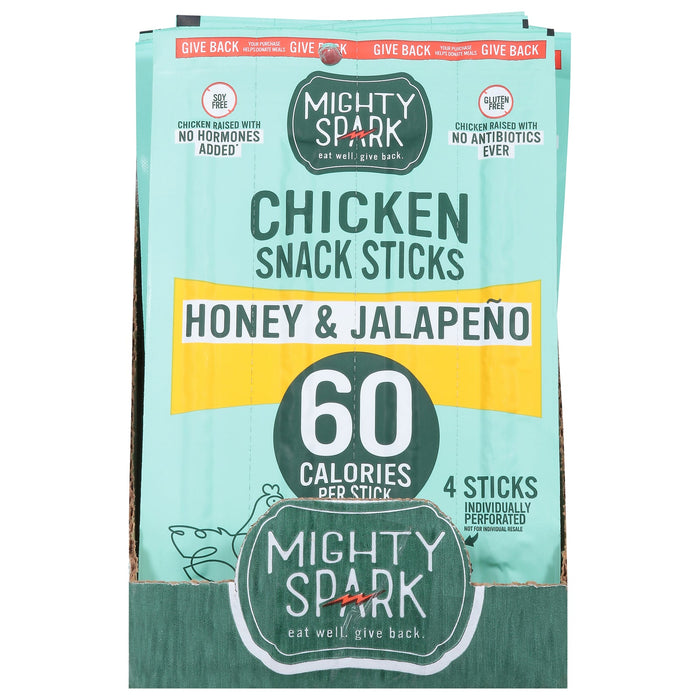 Mighty Spark Chicken Snack Sticks - Jalapeno Honey - 8 x 4 oz - Single Pack