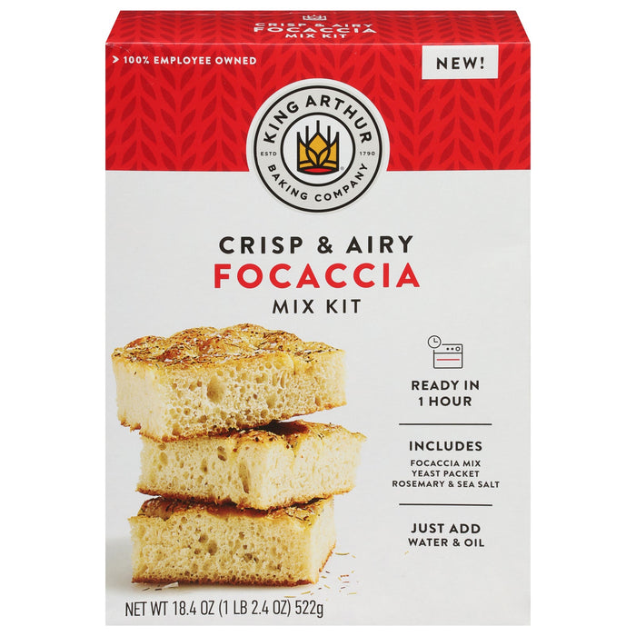 King Arthur Baking Company Focaccia Mix Kit (Pack of 6) - 18.4 Oz Each - Easy Homemade Focaccia Bread