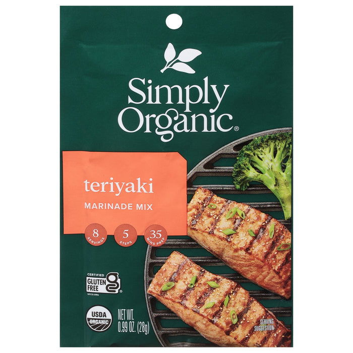 Simply Organic Teriyaki Marinade - USDA Organic, Authentic Flavor - 0.99 oz - Pack of 12