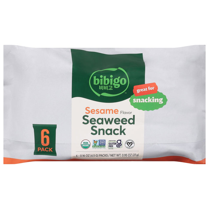 Bibigo Seaweed Snack Sesame - 6 Pack - 6/.16 Oz - Roasted Sesame Flavor