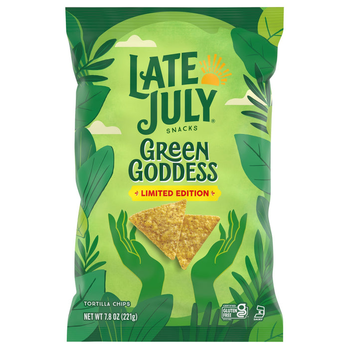 Late July Snacks Tortilla Chips - OG3 Green Goddess - (Pack of 12) - 7.8 Oz Bags
