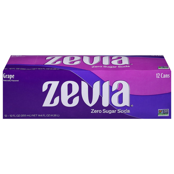 Zevia - Grape Soda, 12/12 fl oz (Pack of 2) - Zero Sugar Refreshment
