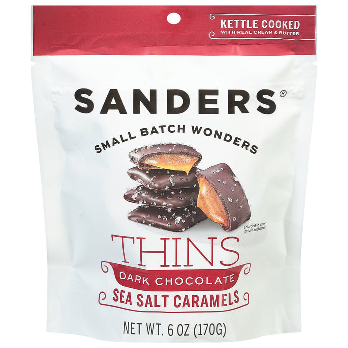 Sanders Dark Chocolate Sea Salt Caramel Thins, 6 oz - 6 Pack
