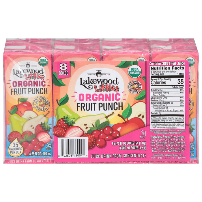 Lakewood Organic Juice Organic Fruit Punch, Little, 4 Packs of 8, 6.75 oz
