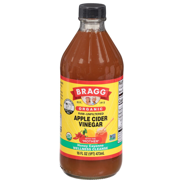 Bragg - Organic Apple Cider Vinegar Honey Cayenne, 16 fl oz (Pack of 12) - Gluten-Free Wellness Drink