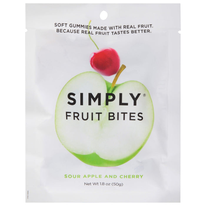 Simply Gum Fruit Bites Sour Apple Cherry (Pack of 8) - Natural Chewy Candy