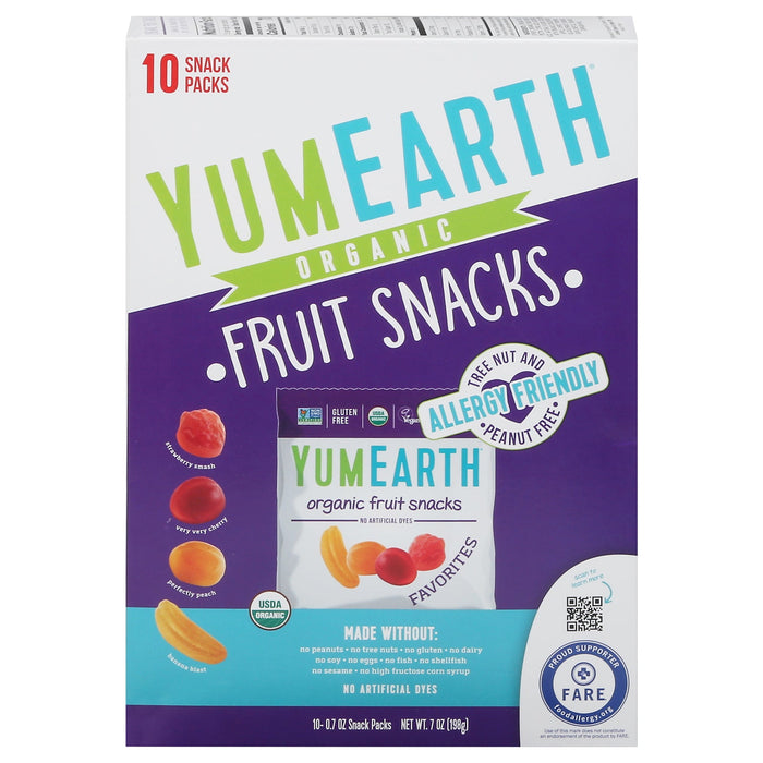 YumEarth Organic Fruit Snacks Favorites, 7 oz, 6-Count - Gluten-Free & Vegan