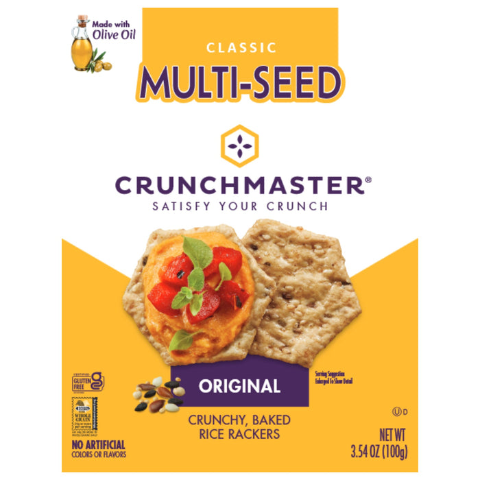Crunchmaster Original Crackers, 6 Packs of 3.54 Oz - Gluten-Free, Multi-Seed Crisps