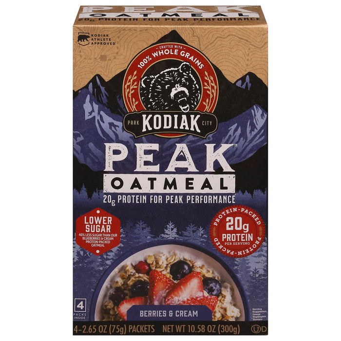 Kodiak Cakes Oatmeal Berries Cream - Pack of 6 - 4/2.65 oz Cups - High Protein Breakfast