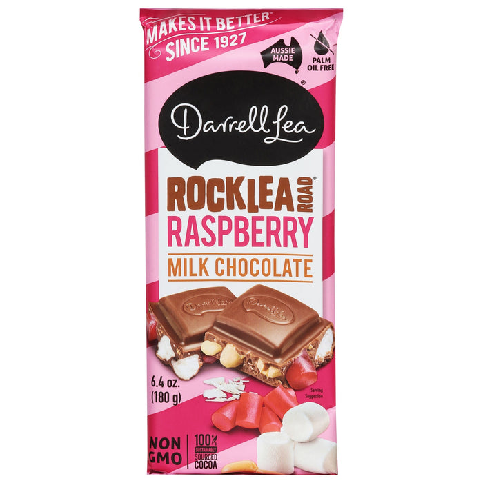 Darrell Lea Raspberry Rocky Road Chocolate Bar, 6.4 oz, 12-Count