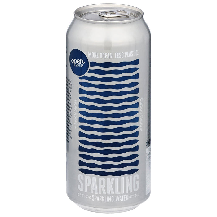 Open Water Sparkling Electrolyte Water, Aluminum , Pack of 12 - 16 fl oz