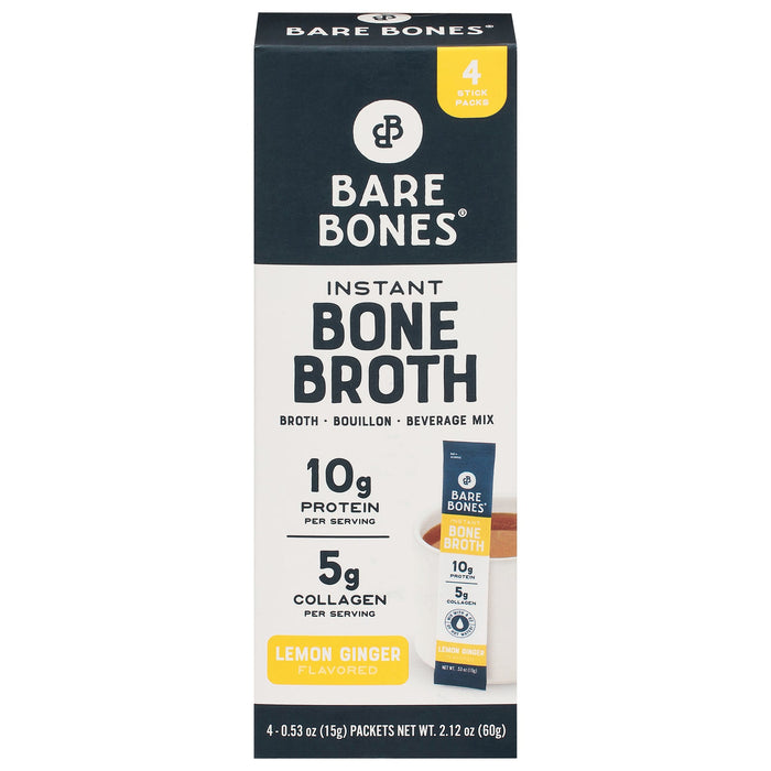 Bare Bones Broth Chicken Bone Broth Lemon Instant - Pack of 8-2.12 oz Pouches