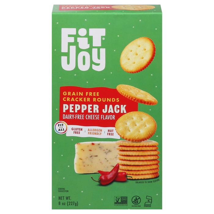 Fitjoy Cracker Rounds - Pepper Jack - 8 oz - (Pack of 8) - Keto Friendly Snack