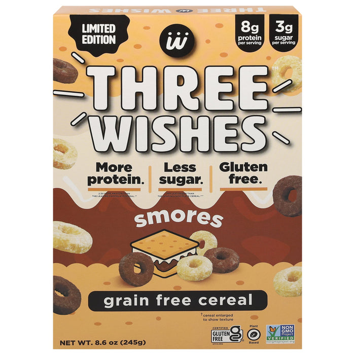 Three Wishes S'mores Cereal, Grain-Free, 18 , 8.6 oz Each