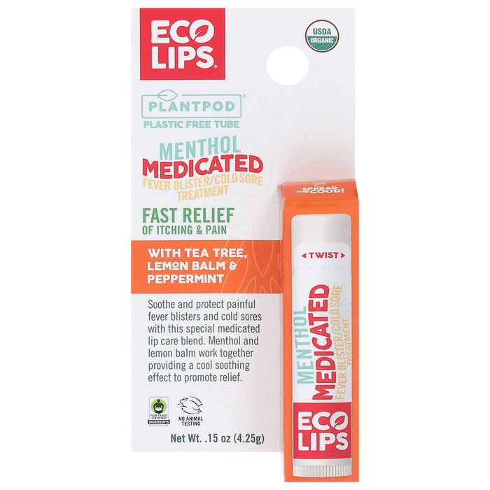 Ecolips Medicated Lip Balm - Cold Sore Treatment - .15 Oz - Pack of 8