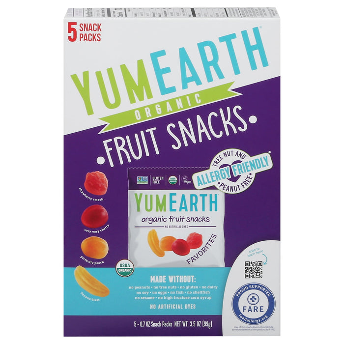 YumEarth Organic Fruit Snacks Favorites, 6 Pouches, 3.5 oz Each