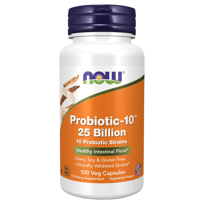 Now Foods Probiotic-10, 25 Billion CFU, 100 Veg Capsules - Gut Health Support