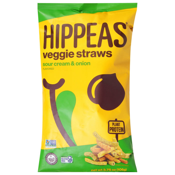 Hippeas Veggie Straws - Sour Cream & Onion - 3.75 oz Bags (Pack of 12)