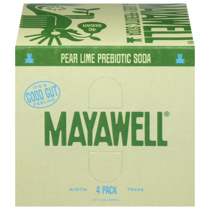 Mayawell Prebiotic Soda - Pear Lime - 6 Pack (4 x 12 fl oz )