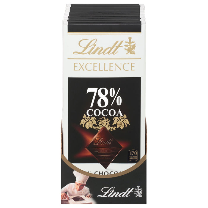 Lindt Excellence 78% Dark Chocolate Bars (Case of 12 x 3.5 oz) - Premium Swiss Cocoa Bulk Set for Gifting