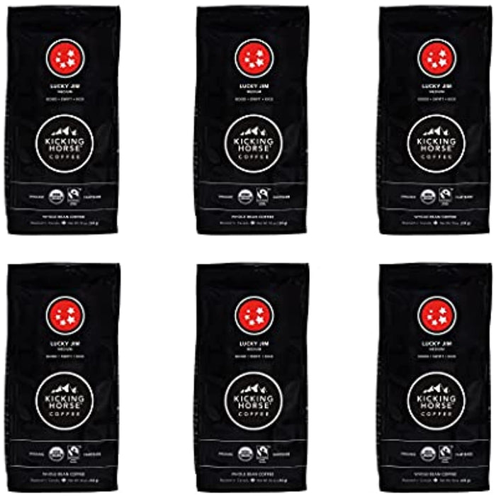 Kicking Horse Lucky Jim Whole Bean Coffee 6-Pack, 10 oz Each