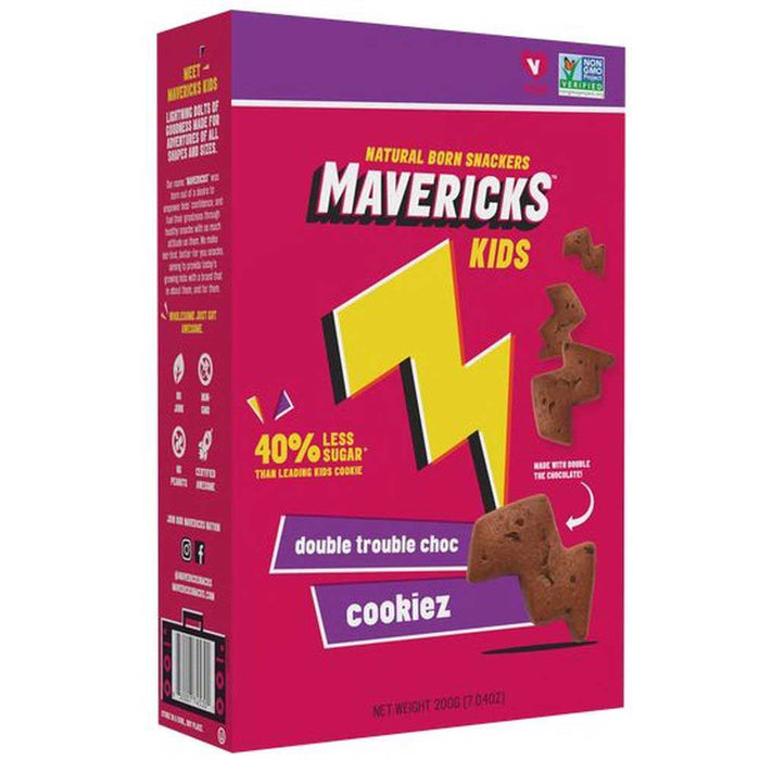 Mavericks Snacks Double Trouble Chocolate Cookiez - GMO-Free - Case of 6 (8/.88 oz Packs)