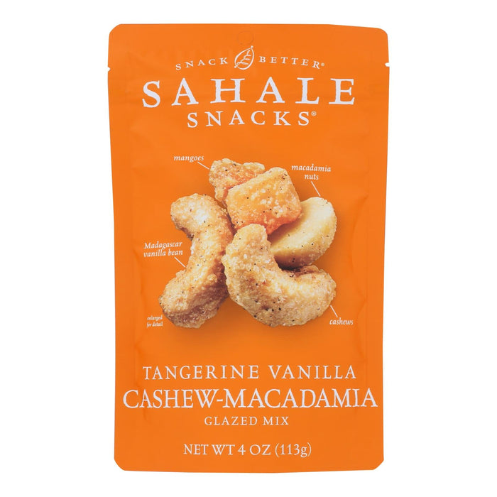 Sahale Tangerine Vanilla Cashew-Macadamia Glazed Snack Mix (6-Pack, 4oz Bags) - Gluten-Free, Non-GMO Trail Mix with Dried Mango